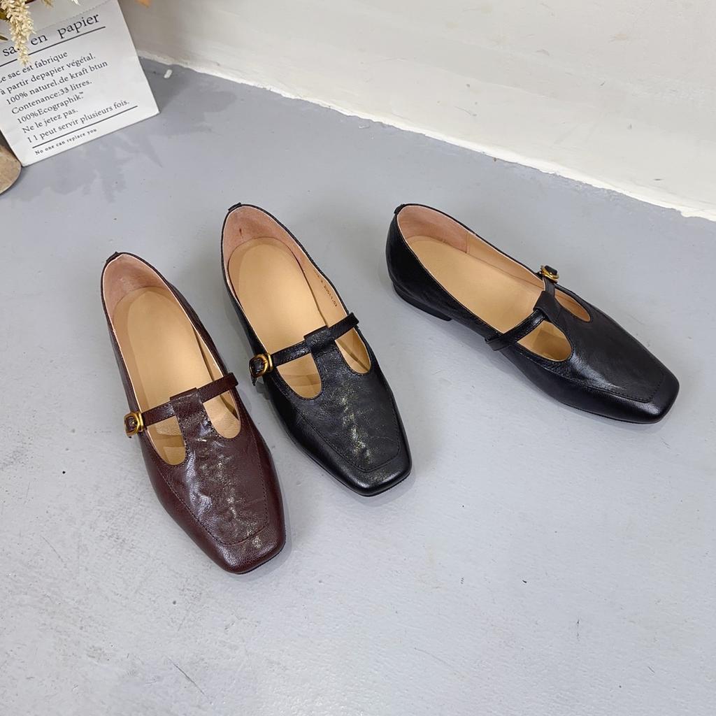 Модные туфли Мэри Джейн из коровьей кожи, полностью из натуральной кожи, подкладка из овчины, плоская подошва для неспешных прогулок, обувь для пожилых людей в стиле ретро и ностальгии, женская обувь