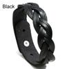 Student Bangle Adjustable Alloy Buckle Leather Bracelet Braided Twist Punk Snap Bracelet Wristband