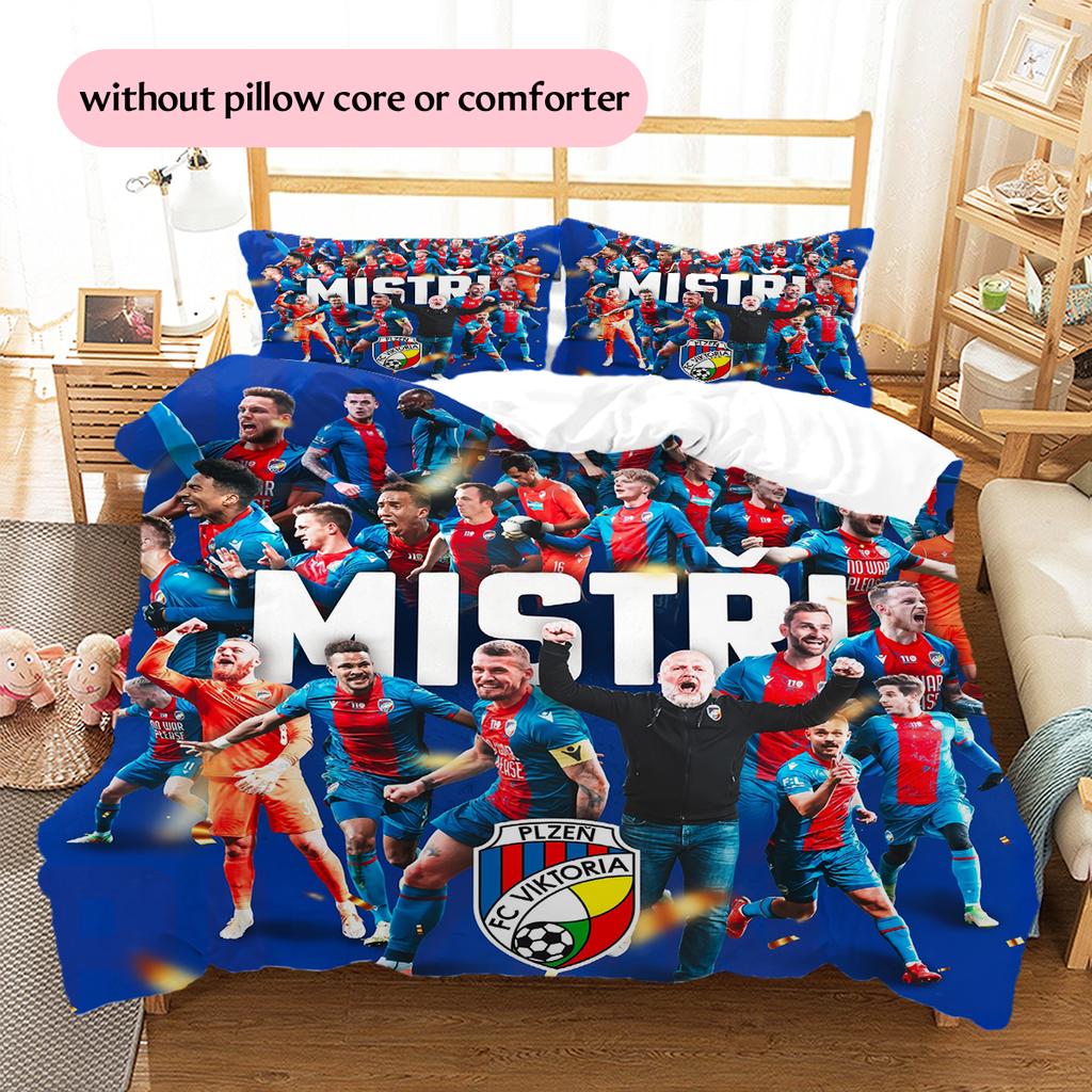 Viktoria Plzen Football Club Pattern Bedding Home Decoration Birthday & Festival Gift (1 * duvet cover + 2 * pillowcase, without core)