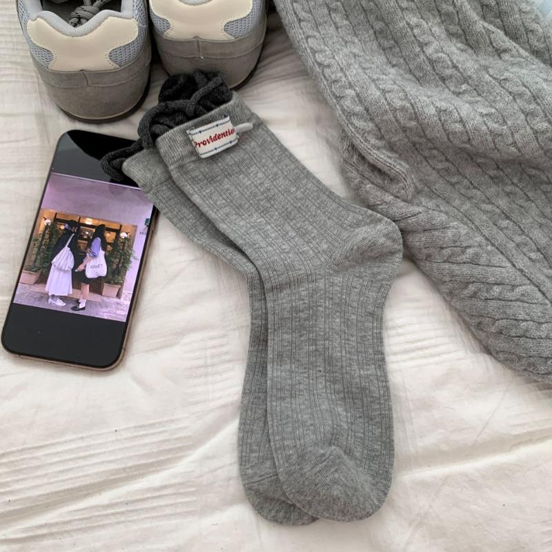 Women's Fall New All Purpose Fabric Standard Color Curled Boneless Middle Drum Pile Cotton Socks