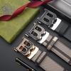 Men's High-End Leather Belt with Automatic Buckle - Elegant & Simple Design