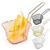 Mini Square Fry Basket Metal French Fries Chips Holder with Handle Desk Food Presentation Mesh Basket Kitchen Accessories Tools