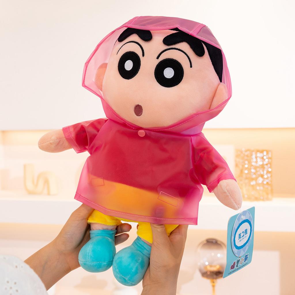 Оригинальные плюшевые игрушки Crayon Shin Chan в дождевике, мягкие, приятные на ощупь, в японском стиле, аниме, каваи, кукла, рождественские подарки для девочки