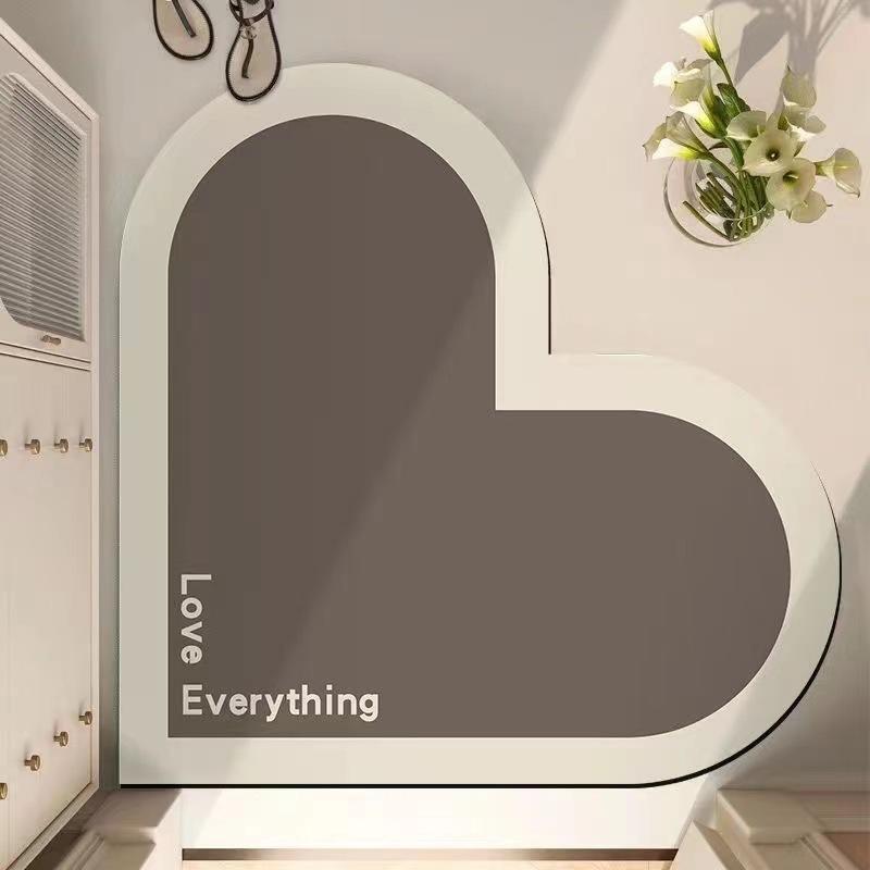 Красный коврик для ног в форме сердца, моющийся коврик для двери в ванную, впитывающий и нескользящий коврик для ног