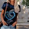 Women Summer T Shirt Dolphin Print Retro Fashion Short Sleeve Tees Casual Printed Tops