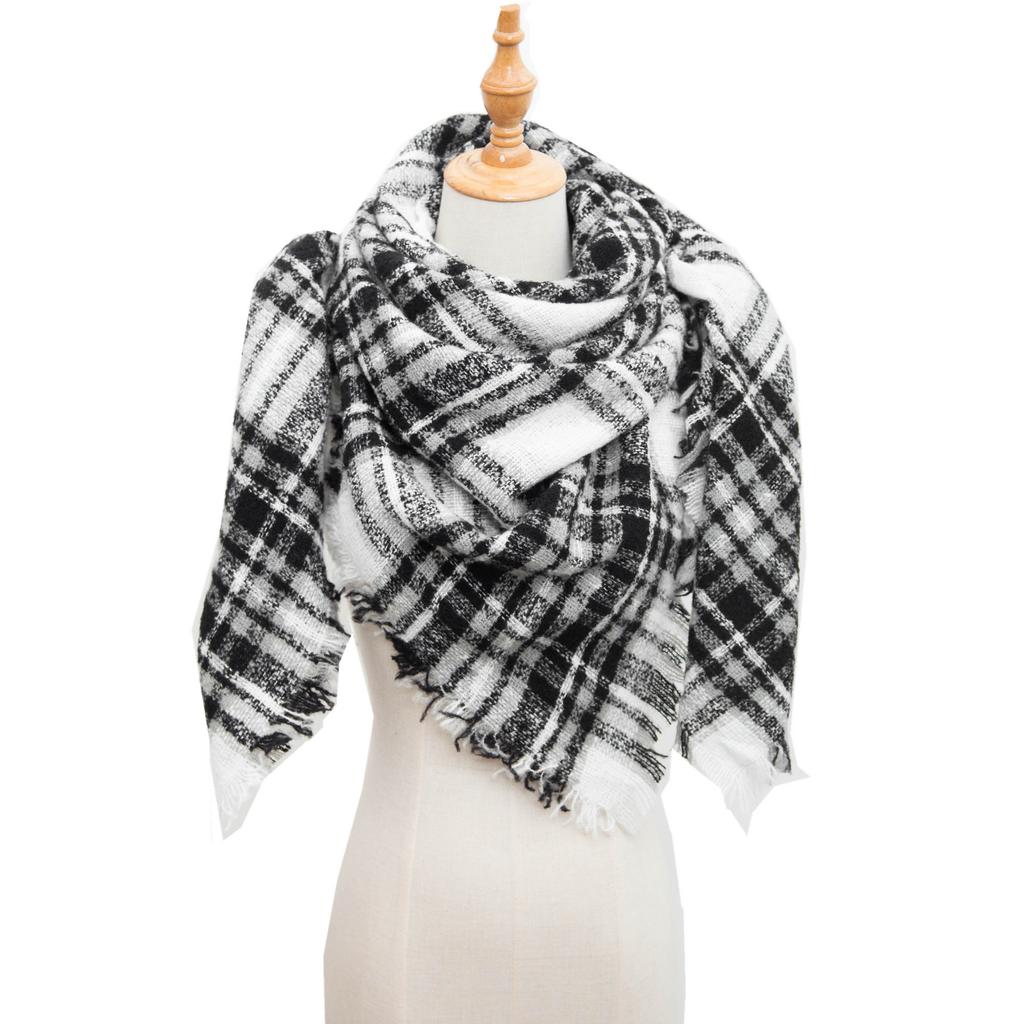Women's Shawl New Scarf Autumn and Winter Large Plaid Triangle Scarf