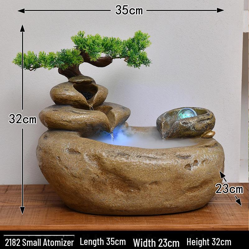 Настольный фонтан с каменной горкой - украшение в виде колеса фэн-шуй с циркулирующей водой для офиса или дома.