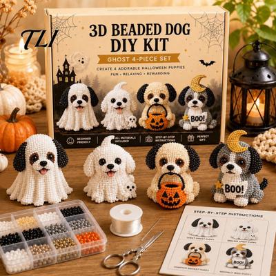 Jewelry Making Supplies for Group Activity 3D Halloween Dog DIY Art Set, Beaded Puppy Craft Kit, Cute Handmade Gift Pet Lovers Animal Kit Beginners
