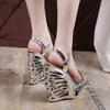 Woman Summer Fashion New Leather Buckle Wrist Strap Metal Decoration Platform Special-shaped High Heel Sandals 1076 Series 15cm Heel 5cm Platform LFD