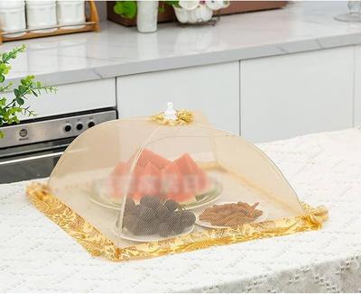 Modern Simple Foldable Mesh Round Food Cover for Dining Table, Dustproof and Anti Fly