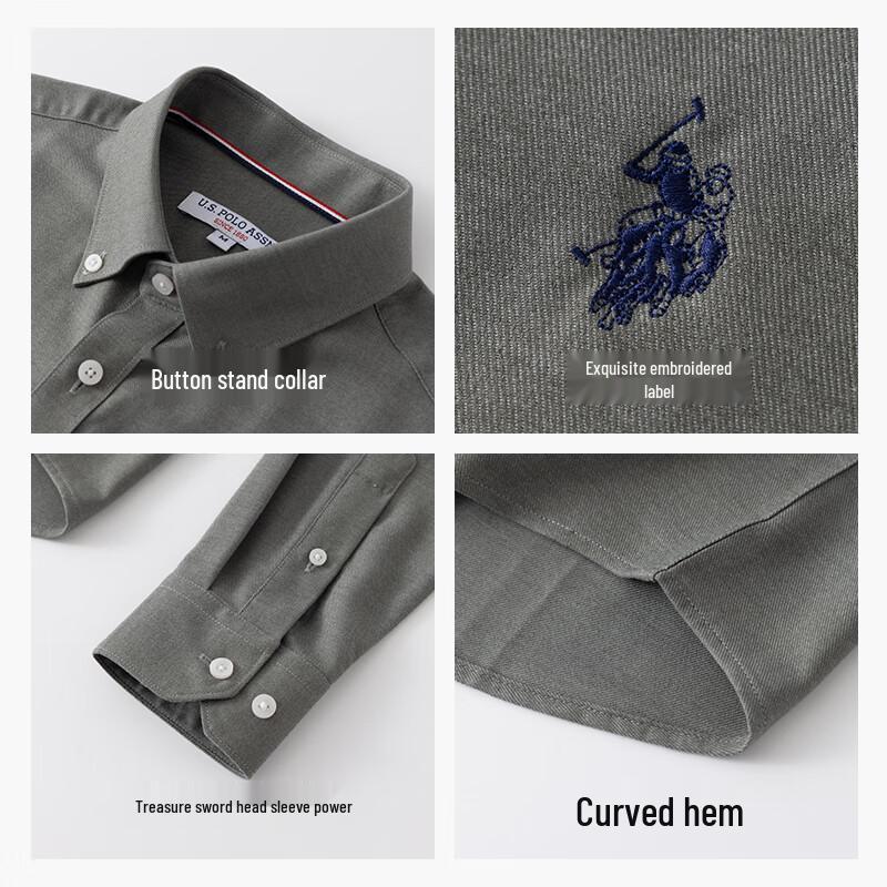 U.S. Polo Assn. Мужская рубашка с длинным рукавом в стиле business casual, не требующая глажки