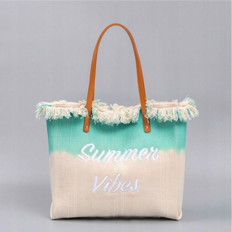 Torba Plażowa Wakacyjna Boho Z Frędzlami Zielona Ombre Na Zakupy Moda