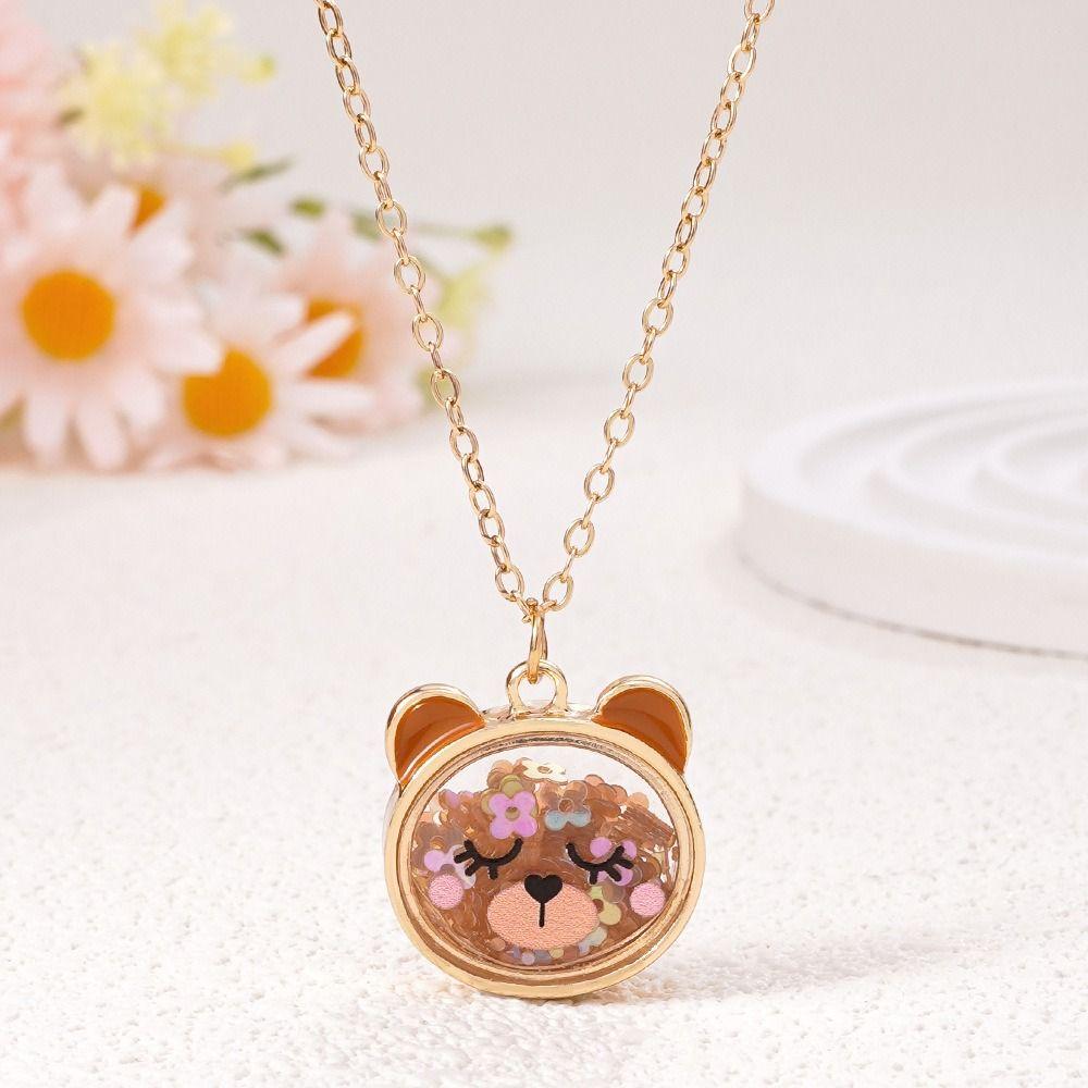 Cat Bear Charm Children's Necklace Cute Design Princess Costume Necklace  Kids Fashion
