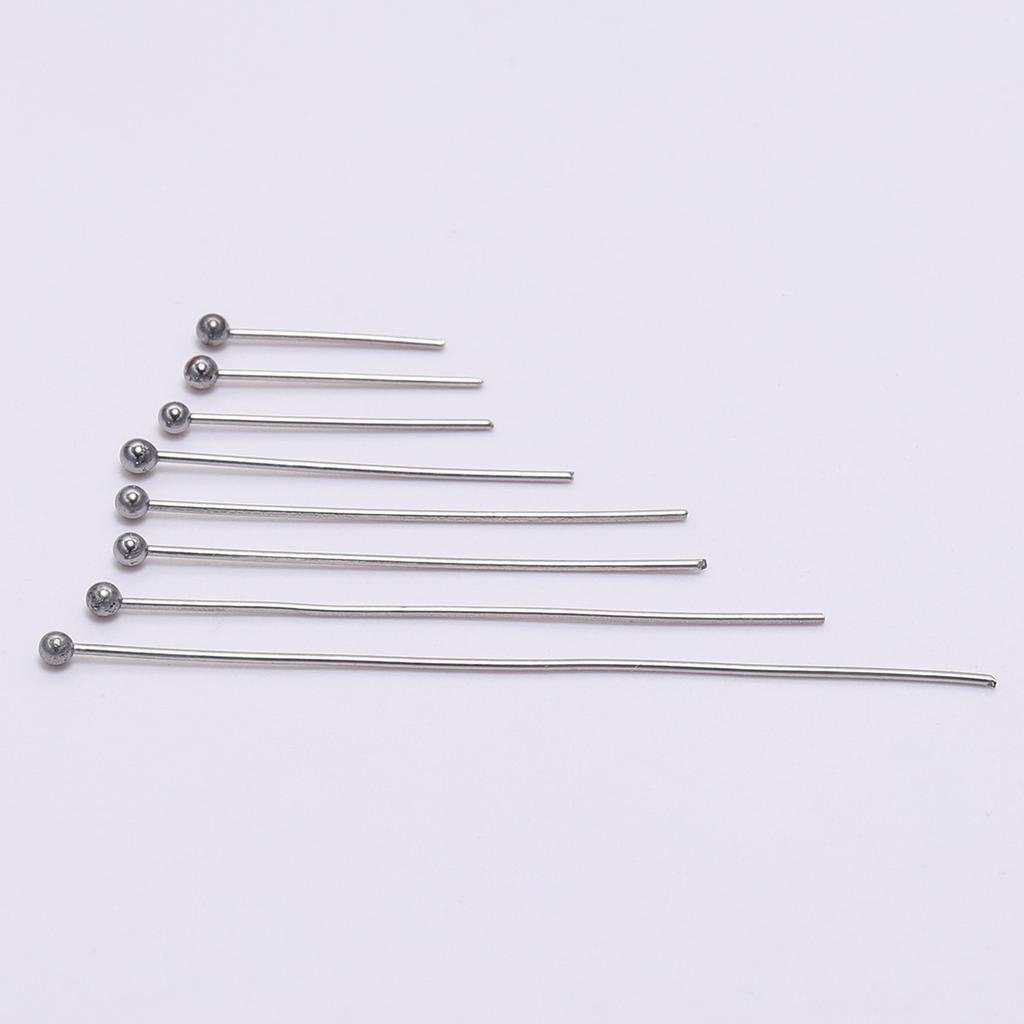 100pcs/Lot 15 20 30 40 50mm Stainless Steel Ball Head Pins For DiY Jewelry Making Head Pin Findings Accessories Dia 0.6mm