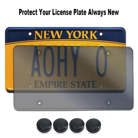 Автомобильный номерной знак с защитной крышкой. Комплект винтов. Легко устойчив к ультрафиолетовому излучению. Небьется в установке.