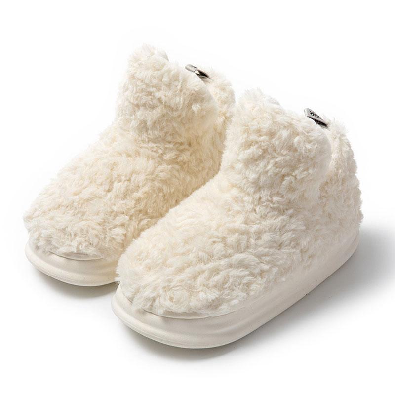 Зимние хлопковые тапочки из овечьей шерсти, новые пушистые плюшевые тапочки, обувь на меховой плоской подошве, уличные женские хлопковые сапоги, теплые домашние флисовые сапоги на толстой подошве