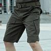 Мужские летние шорты-карго с эластичной резинкой на талии, пуговицами и карманами на молнии, повседневные шорты, прямые широкие износостойкие короткие брюки
