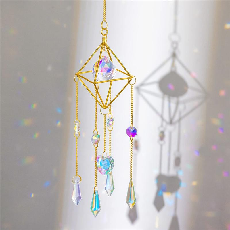 Garden Wind Chimes Colorful Prisms Windows Decor Garden Wind Chimes With Chain Pendant For Wedding Decorations