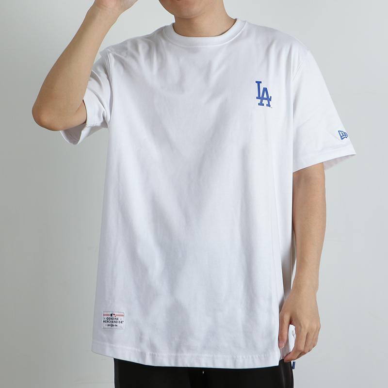 New Era MLB Los Angeles Dodgers Классическая летняя американская футболка с коротким рукавом с полым логотипом LA, унисекс, белая 12715370