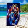 Proof Beach Towel with a Cartoon Rockman Game Megaman2 Pattern - Soft,absorbent,quick-drying,machine Washable - Perfect for Swimming,camping,bathing