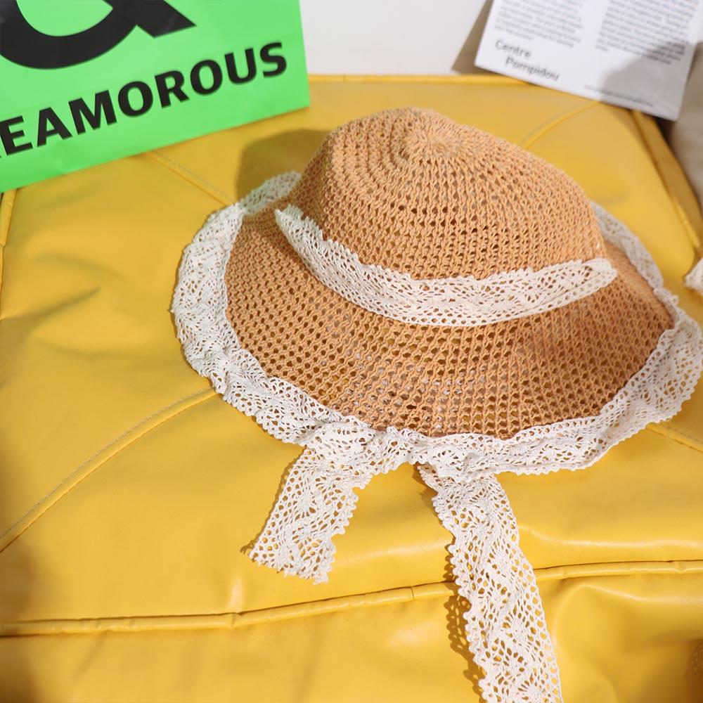 Пасторальный стиль Большие поля Солнцезащитная шляпа Весна Лето УФ-защита Кепка Ins Женщины Соломенная шляпа Женщины