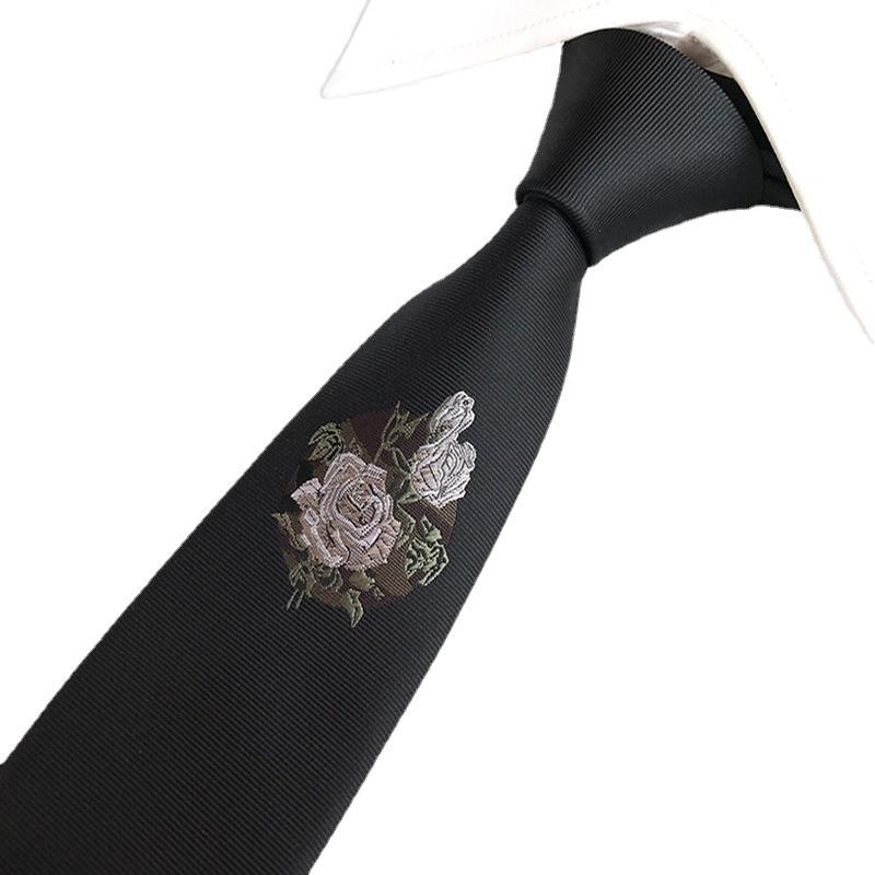 Personalized Fashion Little Whale Narrow Version 6Cm Men'S Tie, Embroidered Roses, Magnolia Positioning Tie
