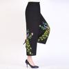 Women Summer Large Size Printed Culottes In Spring and Summer Loose High Waist Vintage Elastic Casual Cropped Pants