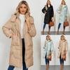 Puffer Jacket for Women Winter Coat Hooded with Pockets Women's Mid-Length Outerwear Coats Zipper Up Warm Casual Lightweight Stand Collar Jackets
