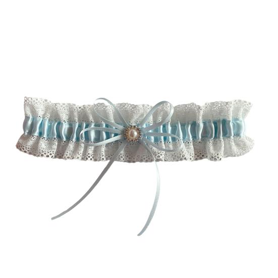 Кружевная свадебная подвязка Искусственный жемчуг Бант Цветочная кружевная подвязка Эластичная подвязка на ногу Пояс для подвязок Свадебные аксессуары для женщин