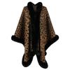 Women Autumn Winter Loose V-Neck Bat Sleeve Cardigan Leopard Knitwear Sweater Cross Border Cloak