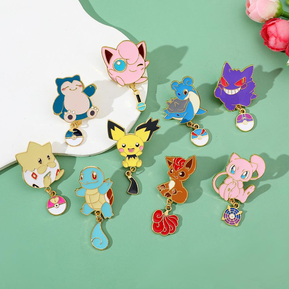 Броши-шармы Jigglypuff Gengar Vulpix Mew Lapras Pichu Squirtle Togepi Snorlax с Хвостом и Покеболом Броши Подарки для Фанатов