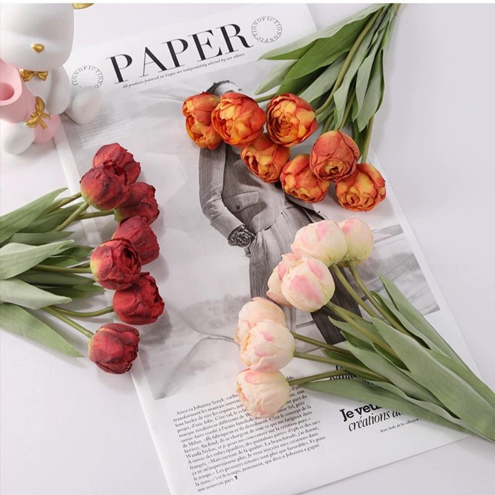 1 букет из 7 тюльпанов со стеблем, искусственные цветы, реалистичные искусственные цветы, шелковые цветы, свадебный букет, украшения для дома на вечеринку