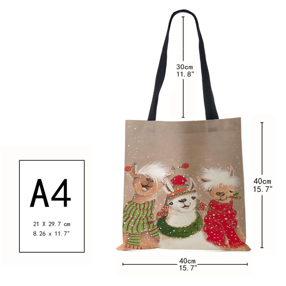 Холщовая сумка-шоппер Харадзюку Мультяшный Рождественский Лосьженская Сумка через плечо Корейская Многоразовая Большой вместимости Складная Сумка-тоут Сумки KTY