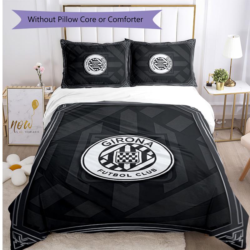 Girona FC Printed 3PCS Bedding Set Breathable Duvet Cover with Pillowcases Decorative Bed Linen for Bedroom Home