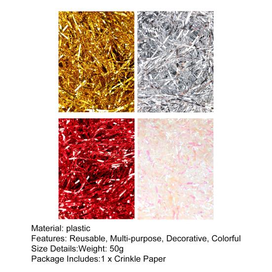 Мятая бумага Отличная декоративная пластиковая измельченная бумага Искрящаяся красная серебряная измельченная бумага Наполнитель Мятая бумага для фестиваля