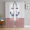 Anchor Red Stripes Sheer Curtains for Living Room Modern Voile Curtain Bedroom Tull Curtains Window Drapes Decor