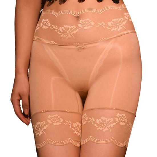 Женские трусы бесшовные глянцевые кружевные с высокой талией облегающие высокоэластичные защитные трусы с цветочной вышивкой повседневное нижнее белье