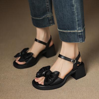 Новые женские повседневные сандалии с круглым носком, толстой подошвой, нескользящие, большого размера, на среднем каблуке, большого размера, с квадратным каблуком, летние пляжные сандалии для женщин