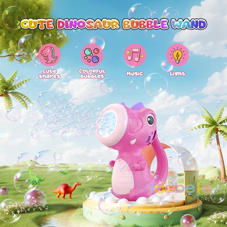 Дино Пузырьковая палочка для детей Подарки на день рождения Музыкальная и светящаяся Веселая пушка для выдувания пузырей Уличные игрушки динозавры Машина для пузырей