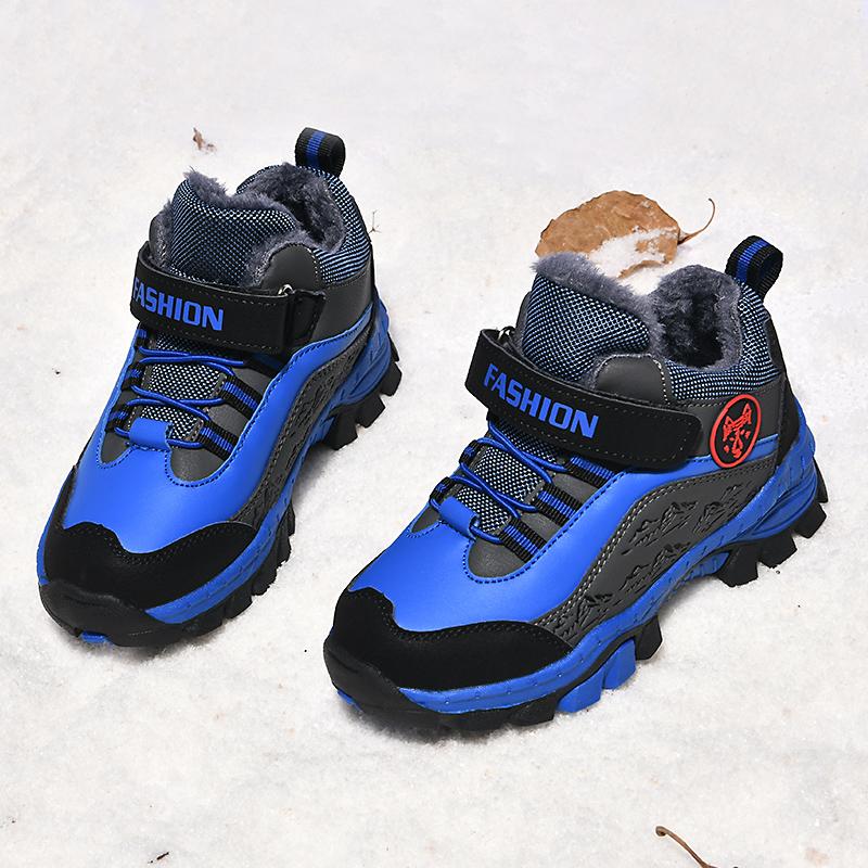 Осенне-зимние детские зимние ботинки с флисом, теплые, нескользящие, износостойкие, для детей, для занятий зимними видами спорта на открытом воздухе, для мальчиков