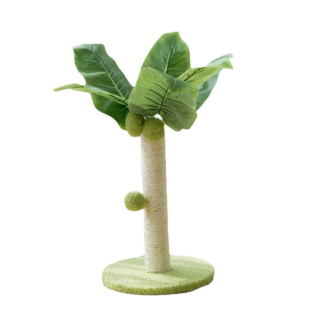 Зеленые листья Когтеточки для кошек Кокосовая пальма Столб для кошек с плюшевым шариком Столб для кошачьих царапин из сизаля