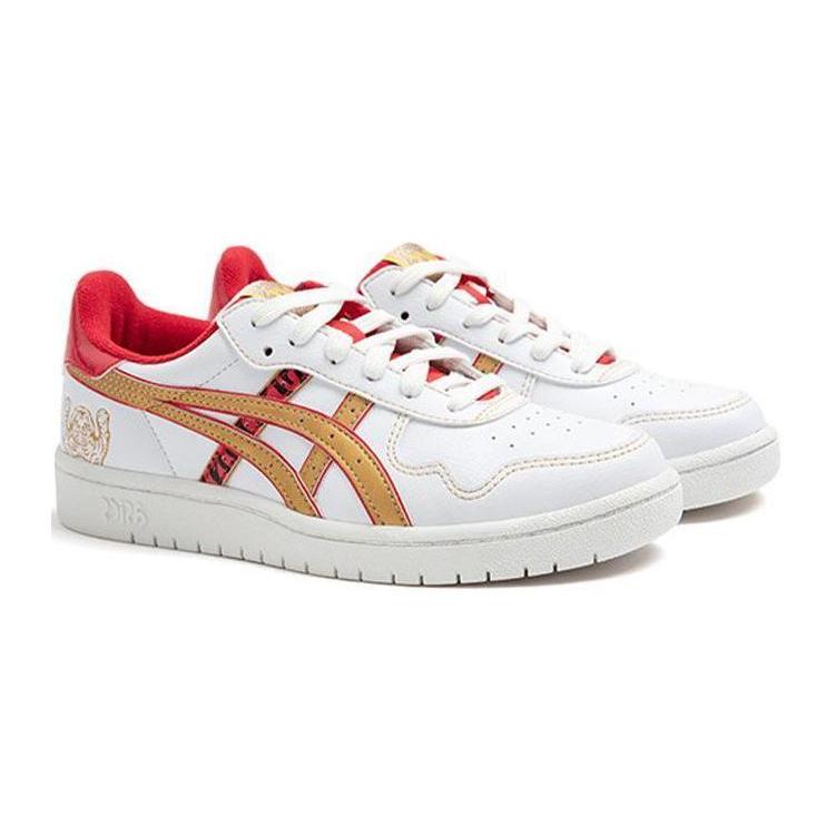 Asics JAPAN S Год Тигра Искусственная кожа Повседневные Низкие Детские Кроссовки для скейтбординга Белый Золотой Красный 1204A094-100