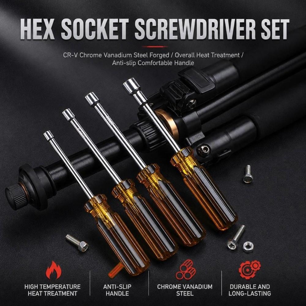 Hex Socket Nut Driver 5/5.5/6/7/8/9/10mm Hand Socket Durable Socket Screwdriver Hand Repair