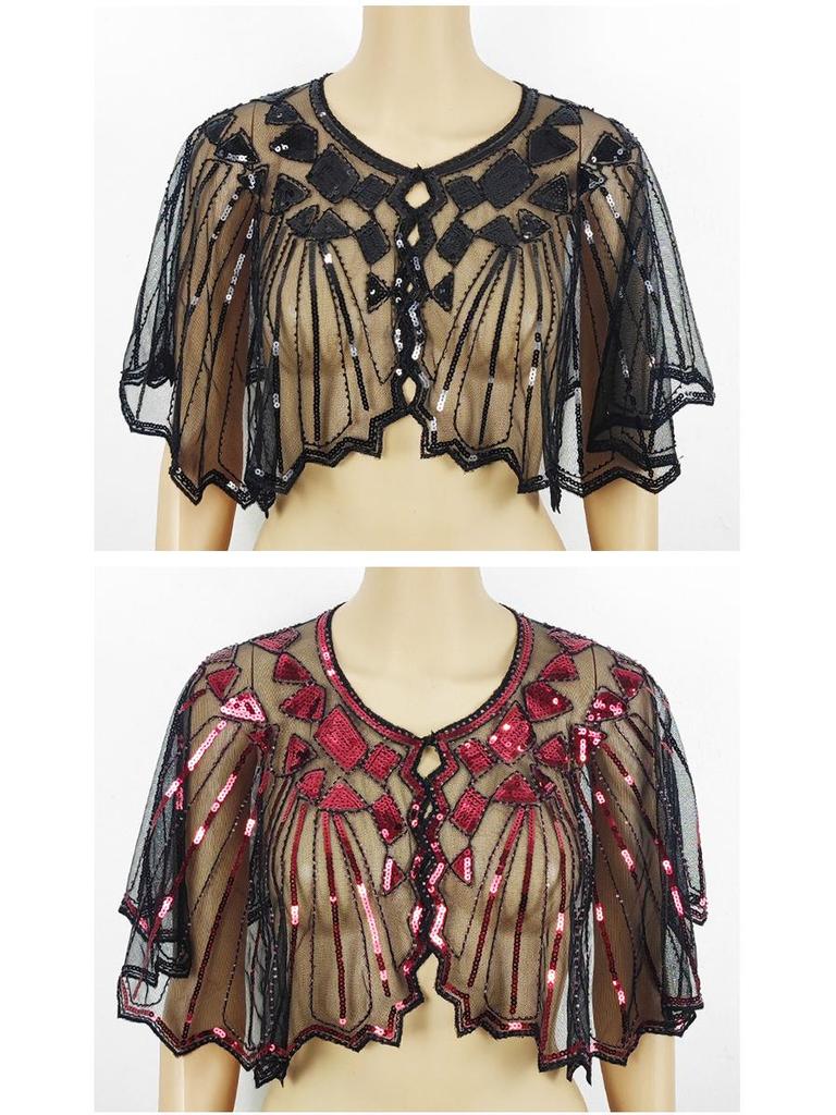 Женская летняя сетчатая шаль с пайетками - Ажурный бисерный модный европейско-американский плечевой платок, кардиган-жилет с защитой от солнца