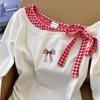 Girls Long Sleeve T Shirt With Colorblock Plaid Pattern For Spring Casual Wear