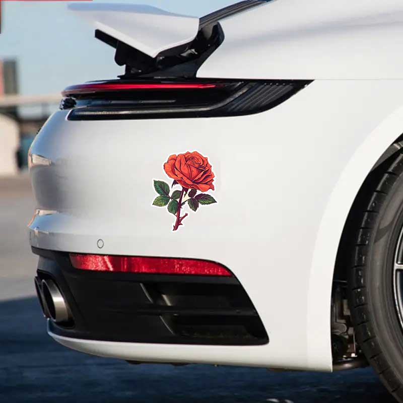 Car Sticker Red Rose Sticker Waterproof Vinyl Decal on Bumper Rear Window Laptop Self-adhesive Decal For Car Accessories Y04