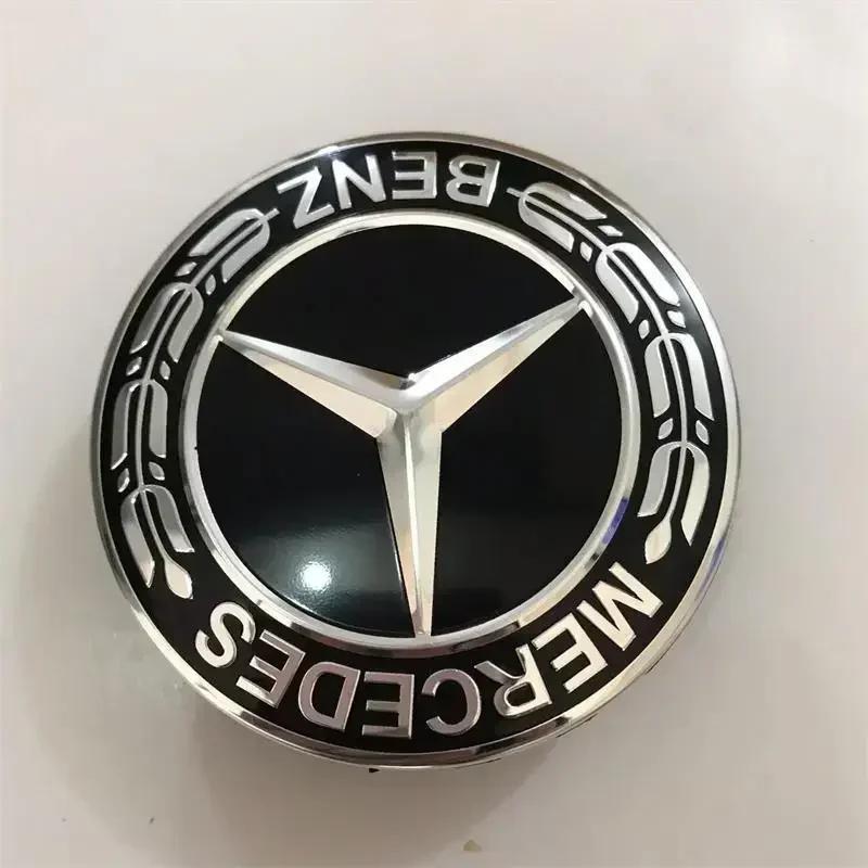 SUK3 Mercedes Benz Amg 75mm Black and Silver AMG Hubcap Center Cap Upgrade Wheel Hub Cover