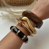 Boho Coffee Irregular Acrylic Resin Chunky Bangles for Women On Hand Goth Geometric Metal Charm Bracelets Couple Jewelry Gift