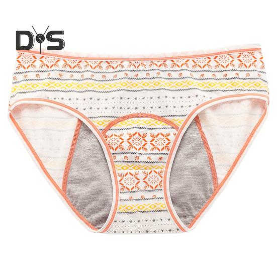 Women Panties Geometric Print High Waist Seamless Elastic Period High Absorbency Prevents Leakage Briefs Menstrual Underpants Daily Wear Sleep