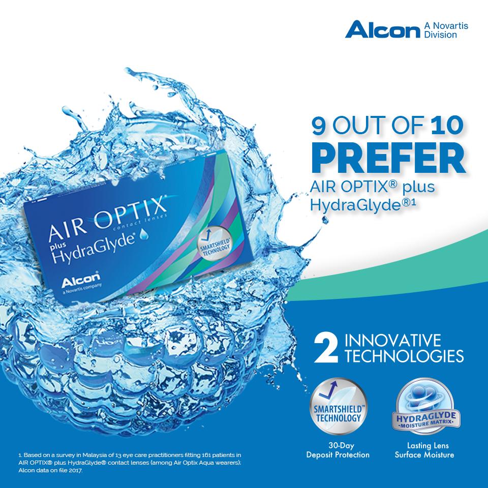 Ежемесячные контактные линзы Air Optix Plus HydraGlyde, Мягкие, 6 штук, BC 8.6мм, DIA 14.2мм